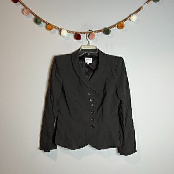 Armani Collezioni deep brown asymmetrical button blazer - Picture 1 of 7